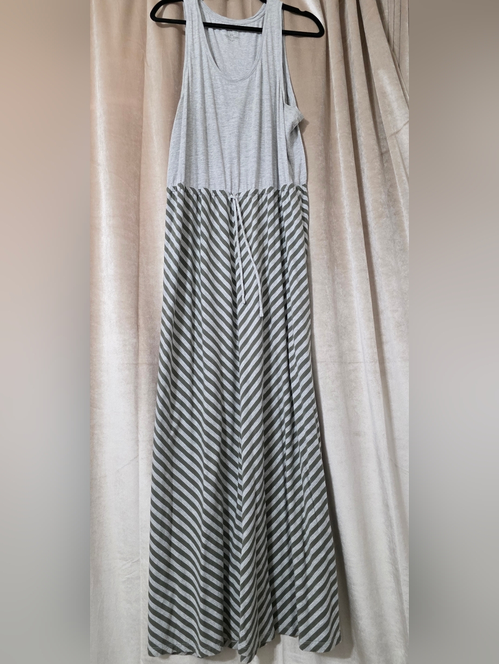Sonoma Olive and White Striped Maxi Dress-Skirt